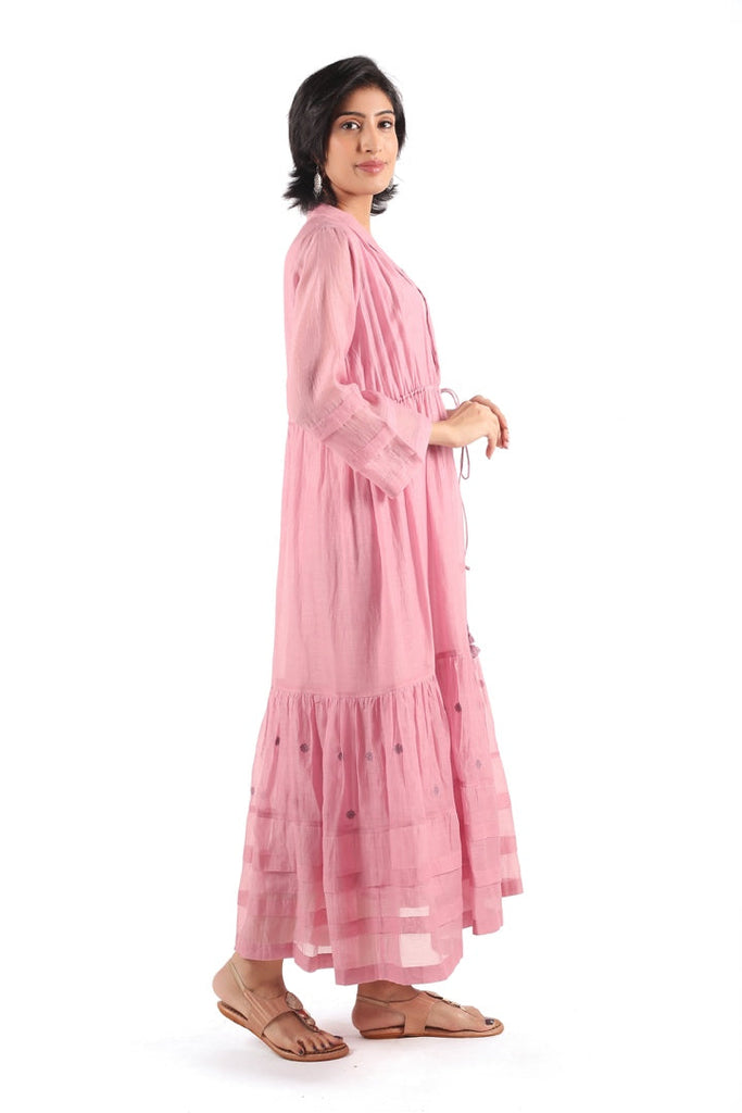 Lilac Chanderi Angrakha Dress_Abecca